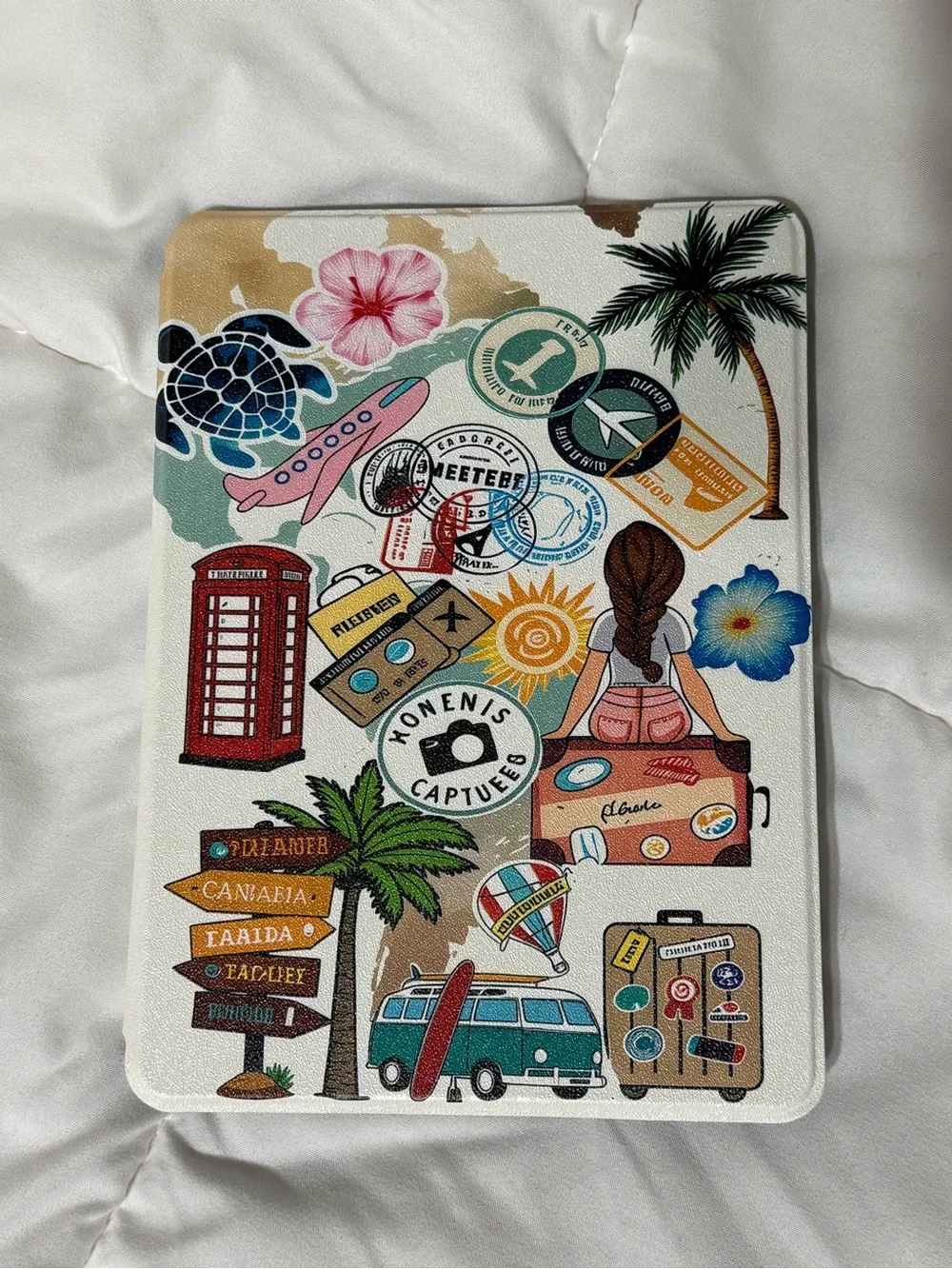 Kindle E Reader Case- Travel Print